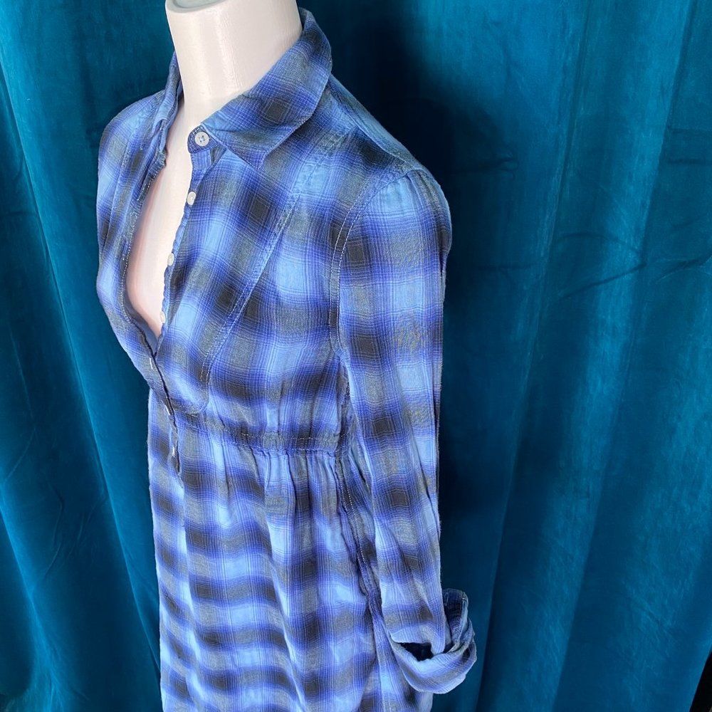 PINK by Victoria Secret Blue Plaid Popover Shirt Dress - Picture 3 of 11